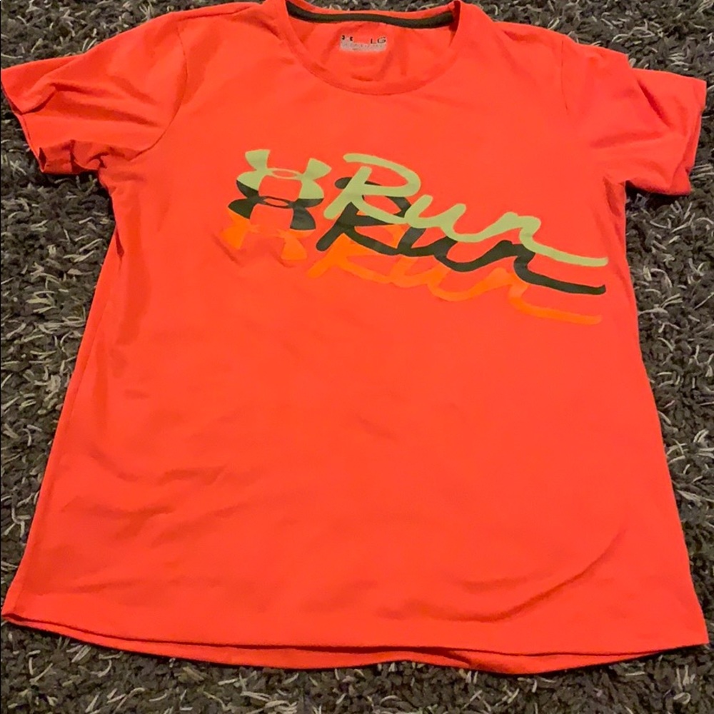 UA electric coral “run” shirt